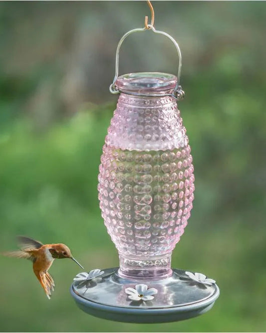 Cranberry Hobnail Hummingbird Feeder