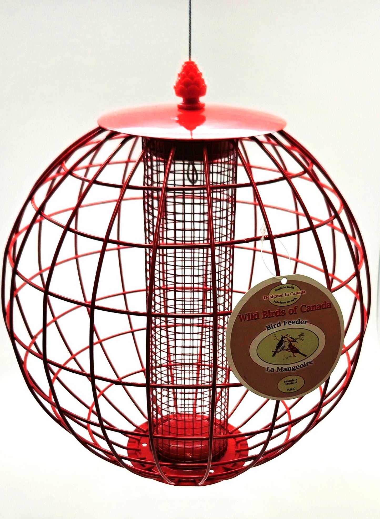 Red Round Caged Peanut Feeder