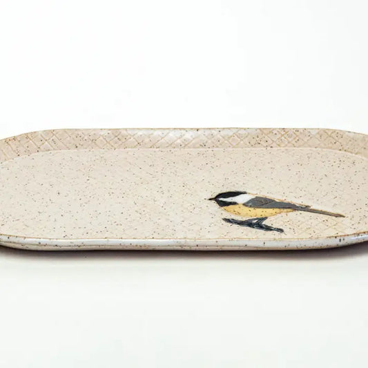 Chickadee Design Stoneware Platter 10"