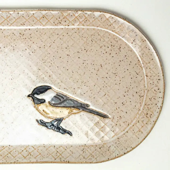 Chickadee Design Stoneware Platter 10"