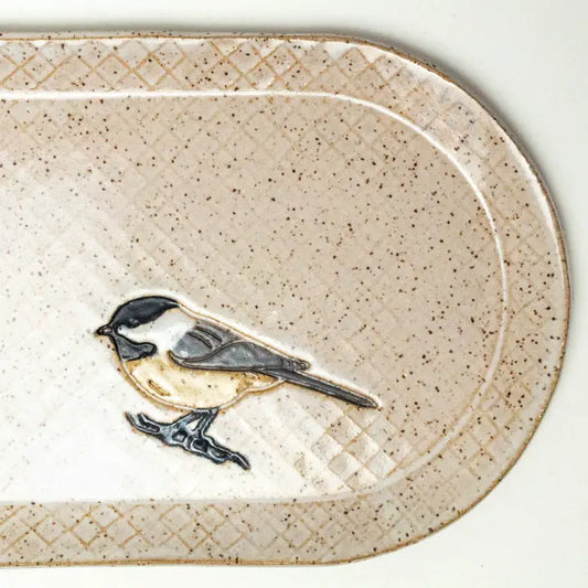 Chickadee Design Stoneware Platter 10"