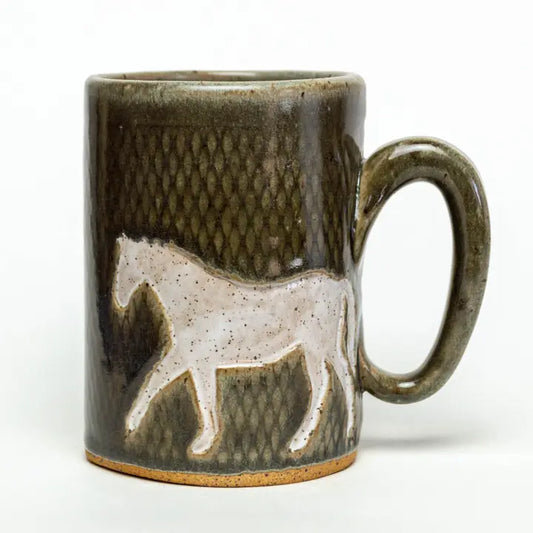 Horse Design Handmade Ceramic Mug - 14 oz