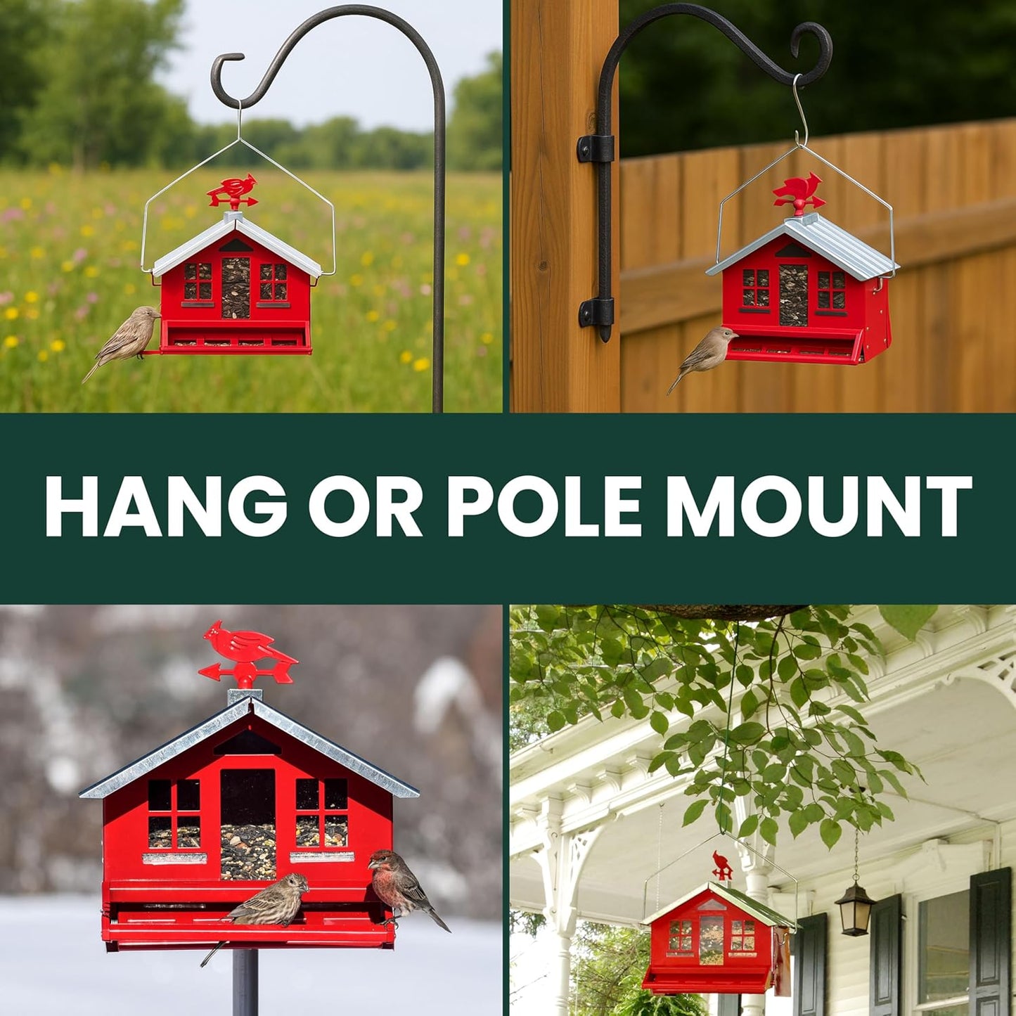 Perky-Pet Squirrel Be Gone Country House with Weathervane
