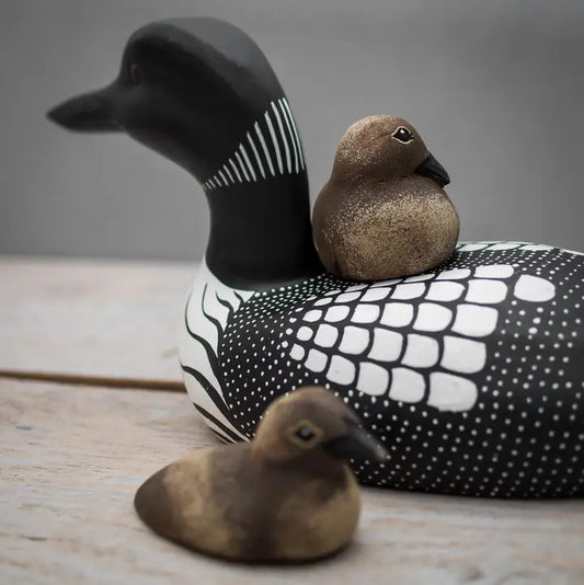 Hand Carved Loon Babies