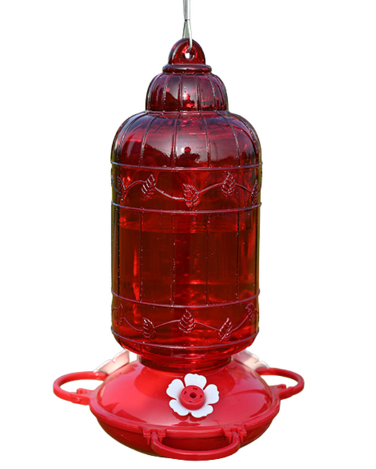 Antique Bird Cage Style Glass Hummingbird Feeder