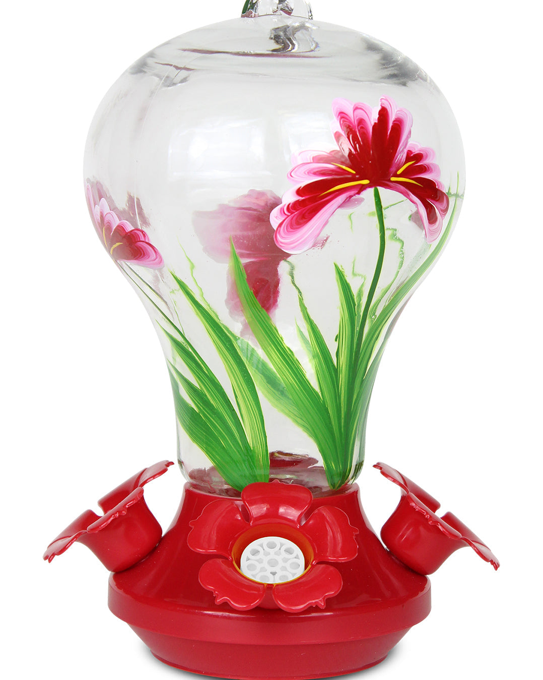 Flower Design Glass Hummingbird Feeder