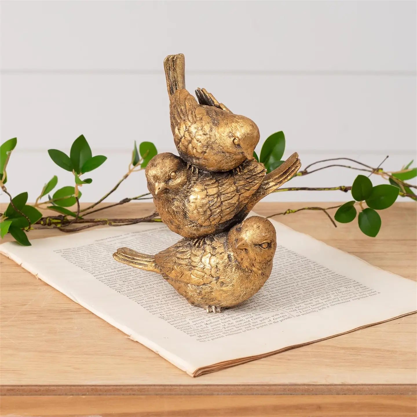 Stacked Gold Tone Bird Figurines