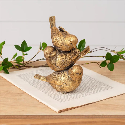 Stacked Gold Tone Bird Figurines