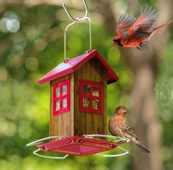 Tower Feeder with Red Windows & Roof