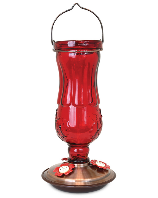 Vintage Style Glass Hummingbird Feeder