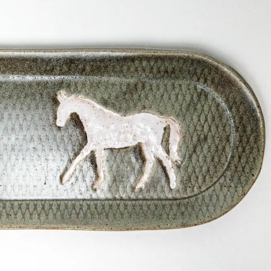 Horse Pattern Handmade Ceramic Platter