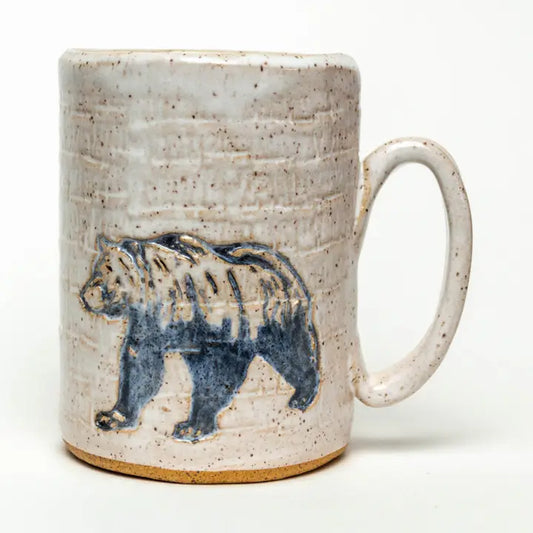 Bear Pattern Handmade Ceramic Mug - 14 oz
