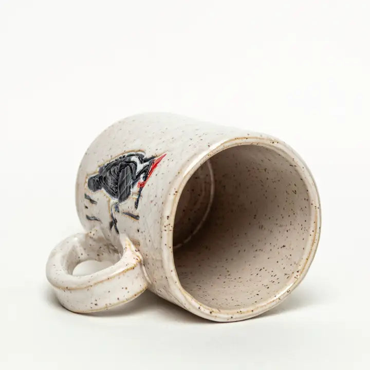 Woodpecker Pattern Handmade Ceramic Mug - 14 oz