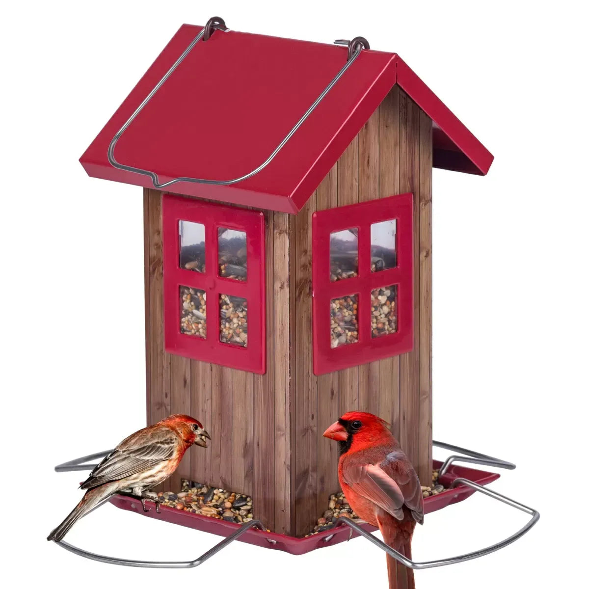 Tower Feeder with Red Windows & Roof