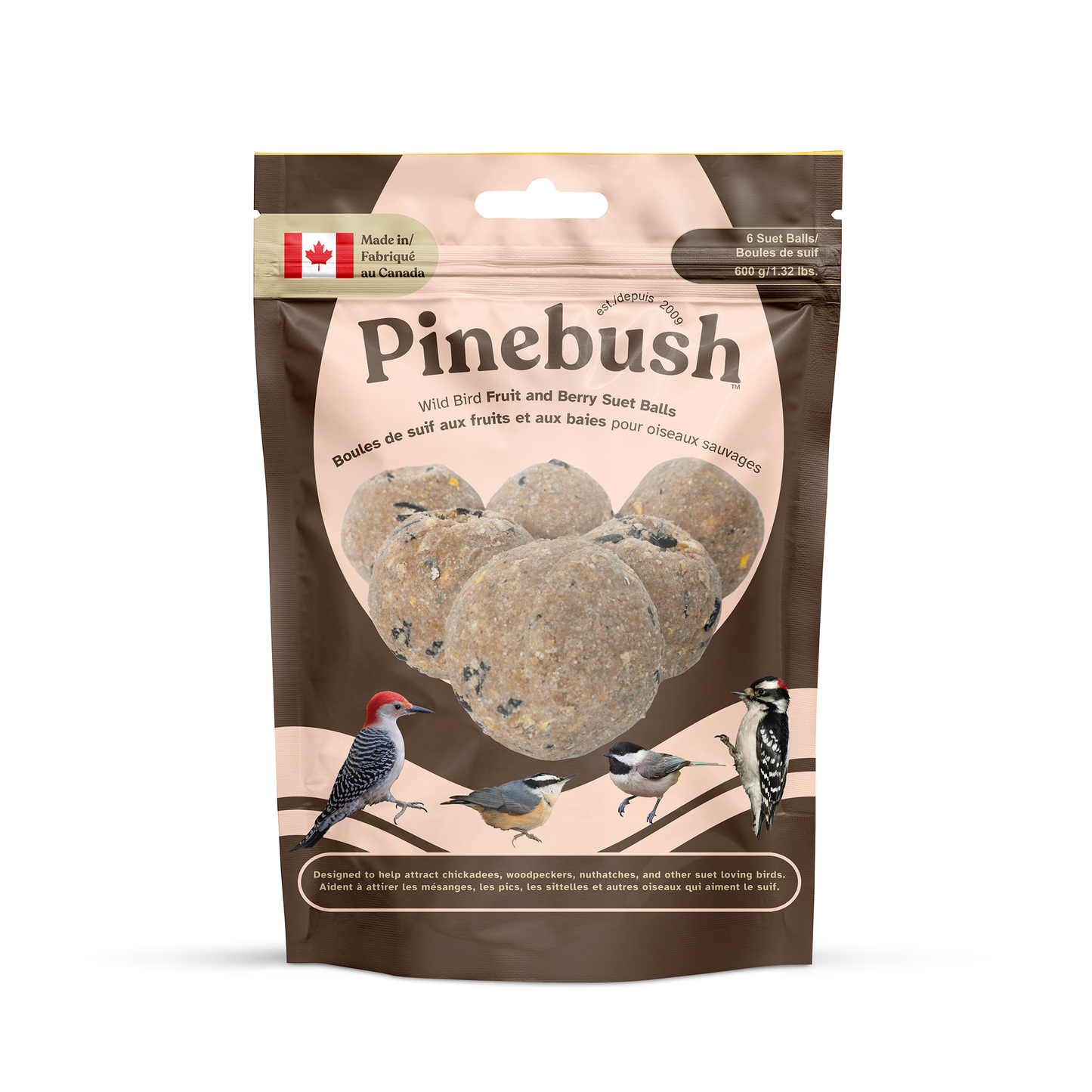 Wild Bird Fruit and Berry Suet Balls - 6 Suet Balls